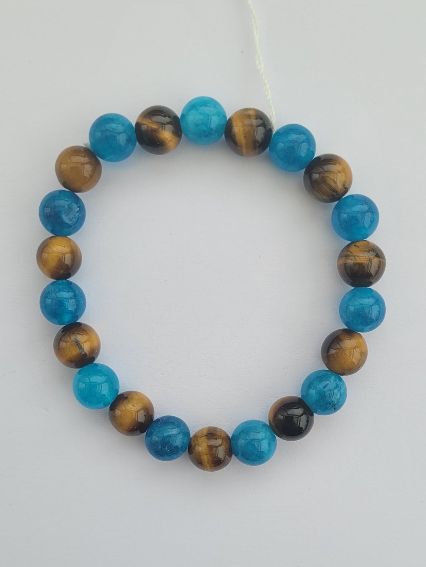 Bracelet harmonie intérieure en oeil de tigre et apatite de 8 mm