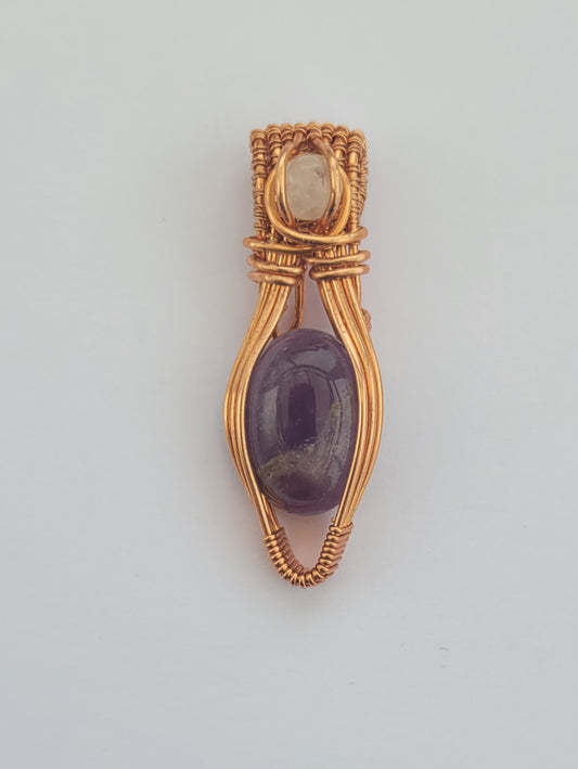 Pendentif en améthyste et pierre de lune