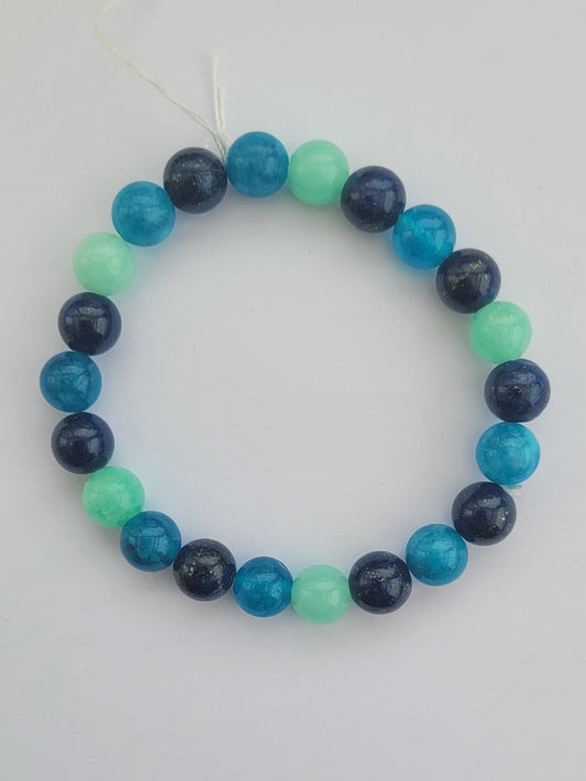 Bracelet anti-stress en apatite lapis lazuli et amazonite de 8 mm