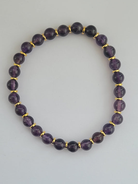 Bracelet améthyste et plaqué or
