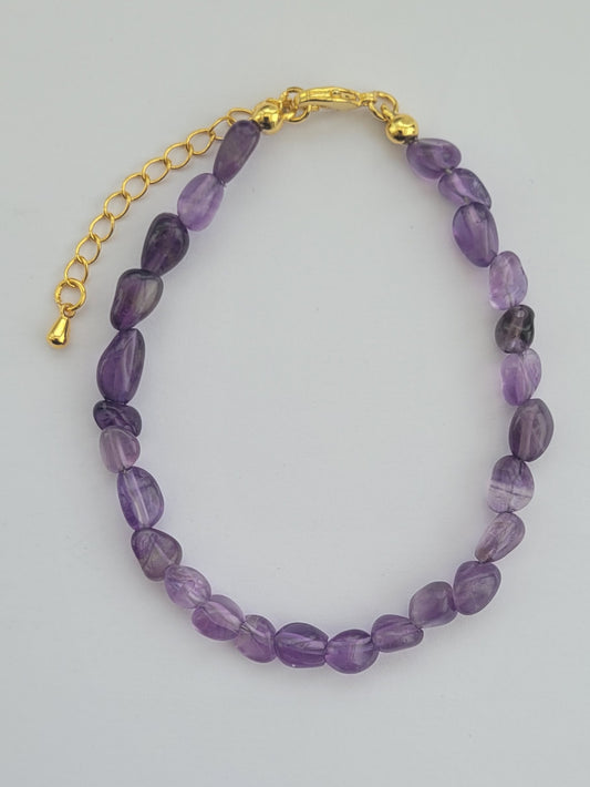 Bracelet en améthyste et plaqué or